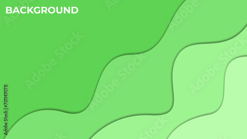 Abstract curvy green papercut style background with soft and modern color combination 