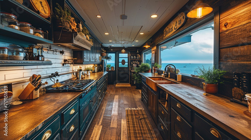 Seaside Elegance: Teal Cabinets in a Nautical Kitchen