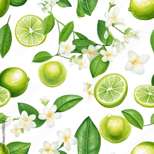 Seamless pattern with ripe lemons. Watercolor background
