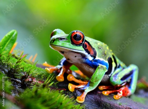 Frog macro photography in the forest