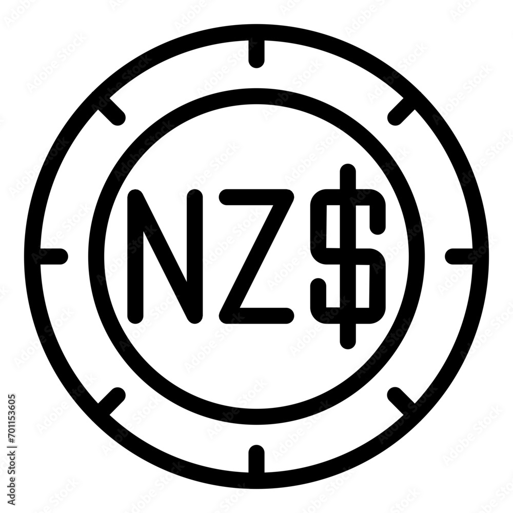 New Zealand Dollar Line Icon Design Vector New Zealand Dollar Line Icon Design Vector