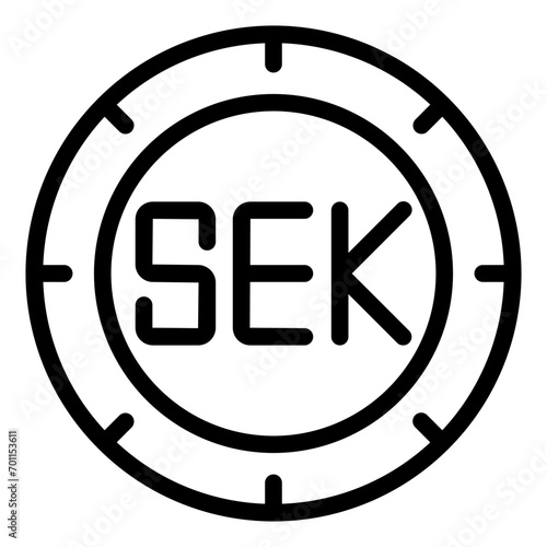 Swedish Krona Line Icon Design Vector