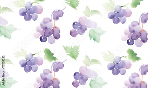 Simple watercolor grape pattern   Generative AI 