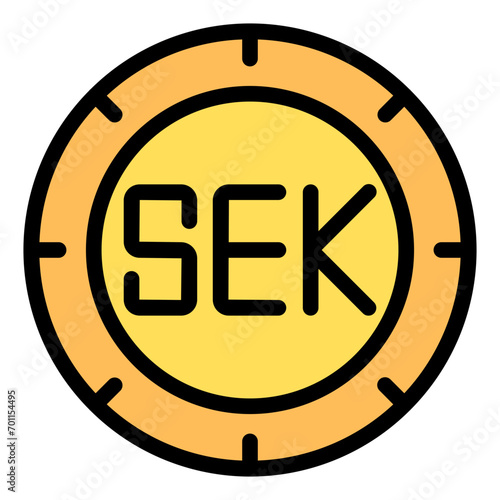 Swedish Krona Colored Outline Icon Design Vector