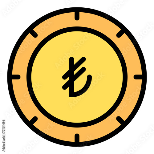 Turkish Lira Colored Outline Icon Design Vector
