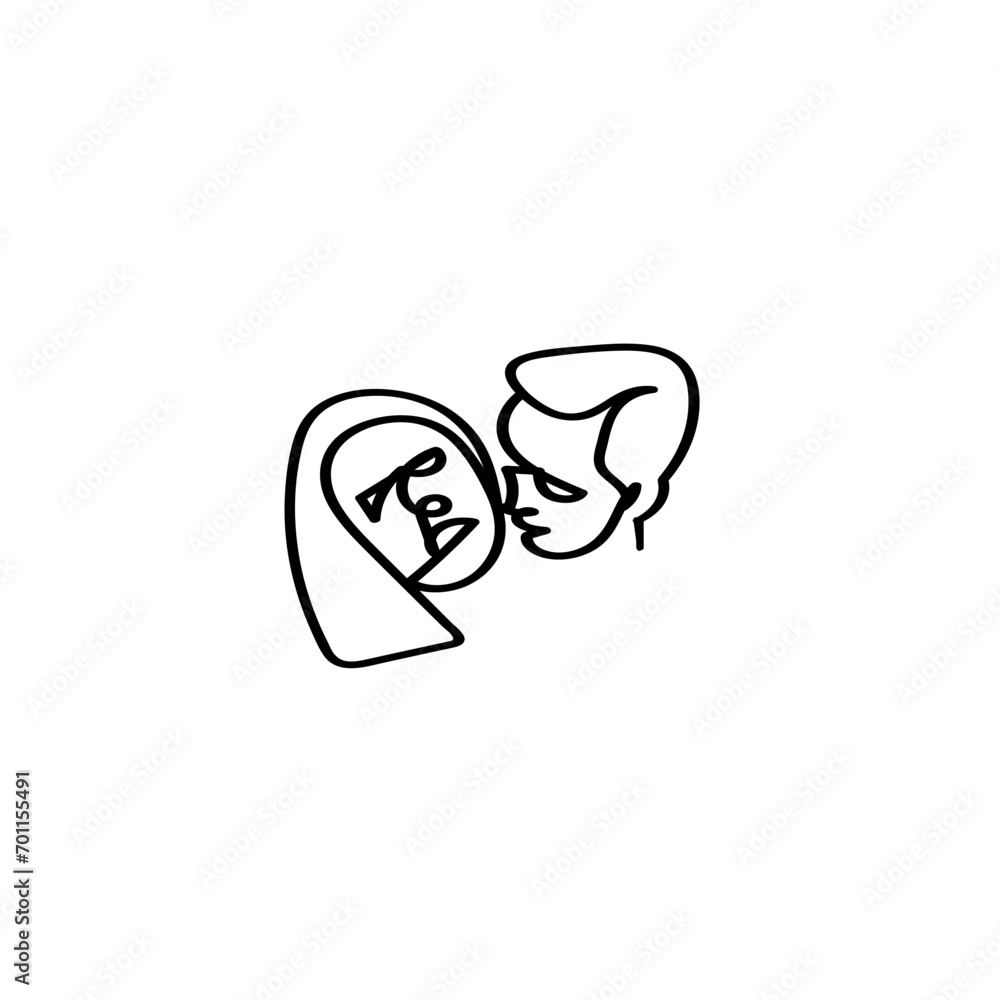 Continuous Line Drawing Woman and Man are Happy .Illustration Icon Vector Continuous Line Drawing Woman and Man are Happy .Illustration Icon Vector