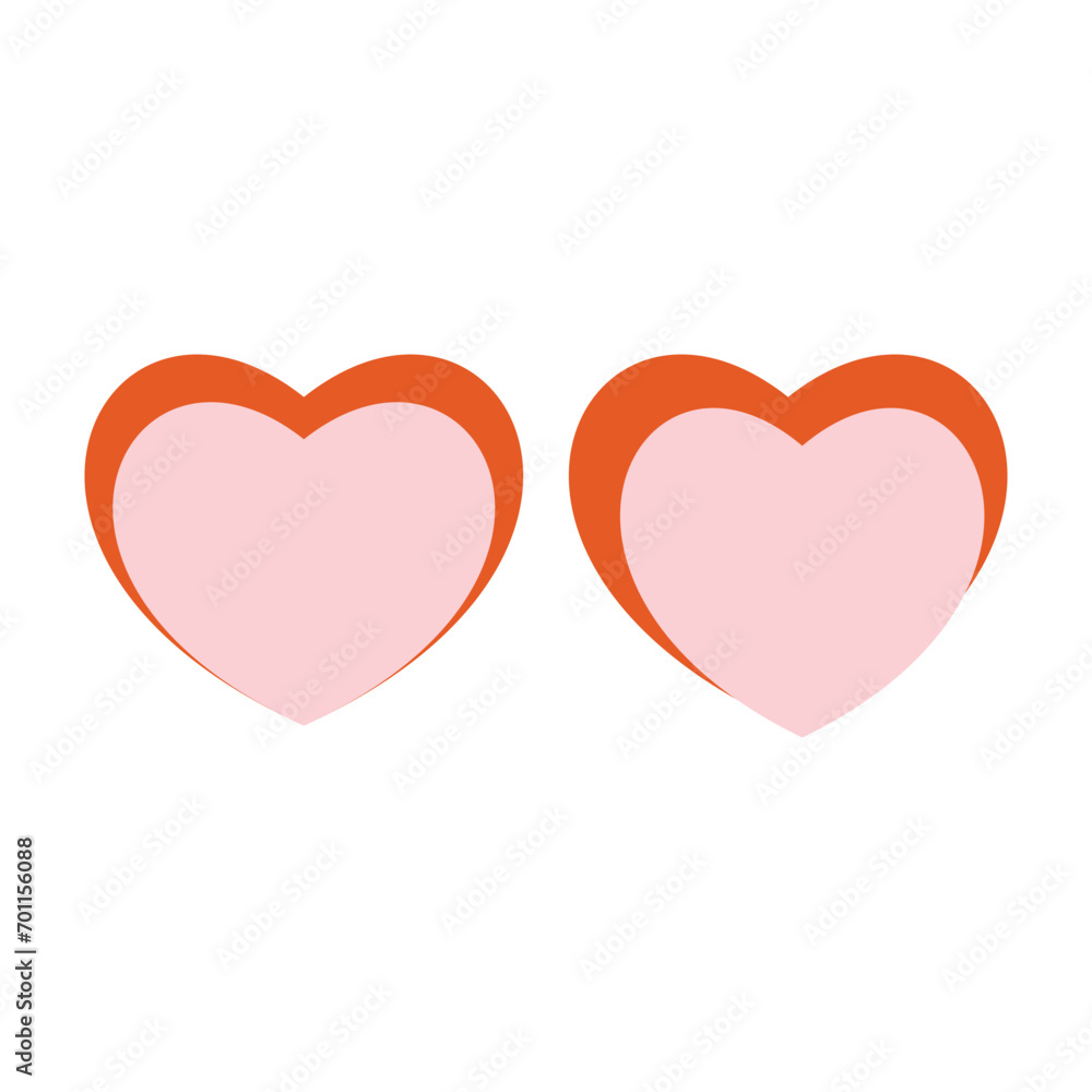 Two hearts on a white background. Vector illustration in flat style. Valentines day vector illustration design element