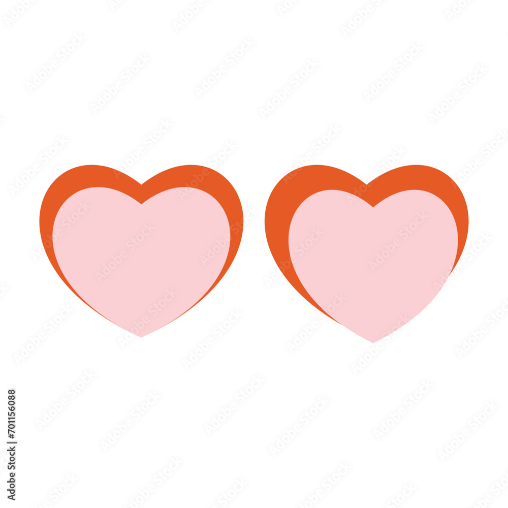 Two hearts on a white background. Vector illustration in flat style. Valentines day vector illustration design element Two hearts on a white background. Vector illustration in flat style. Valentines day vector illustration design element