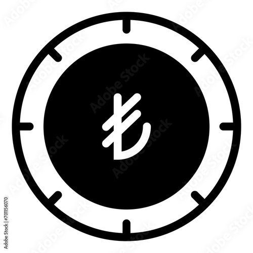 Turkish Lira Glyph Icon Design Vector