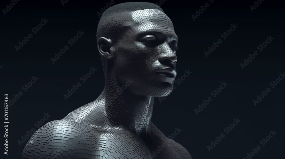 Black man photographed on a black background Black man photographed on a black background