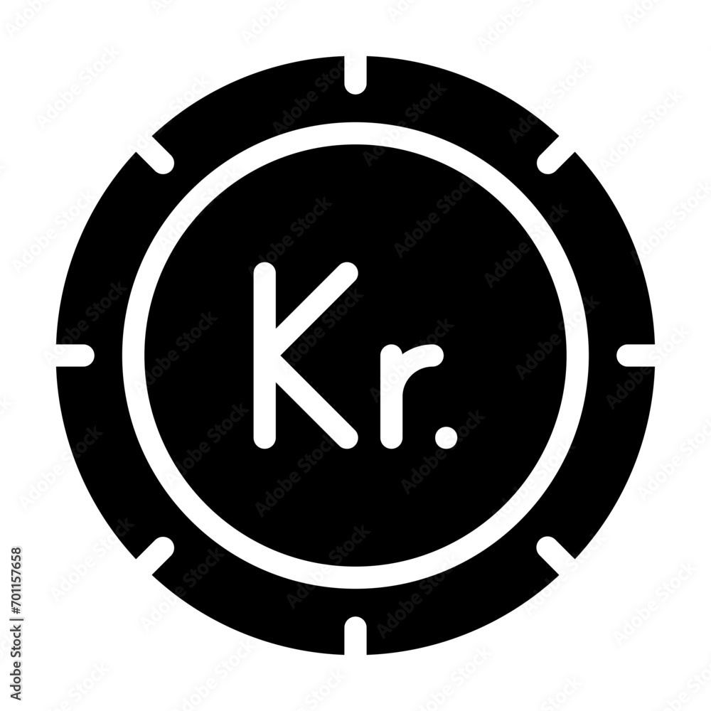 Danish Krone Solid Icon Design Vector Danish Krone Solid Icon Design Vector