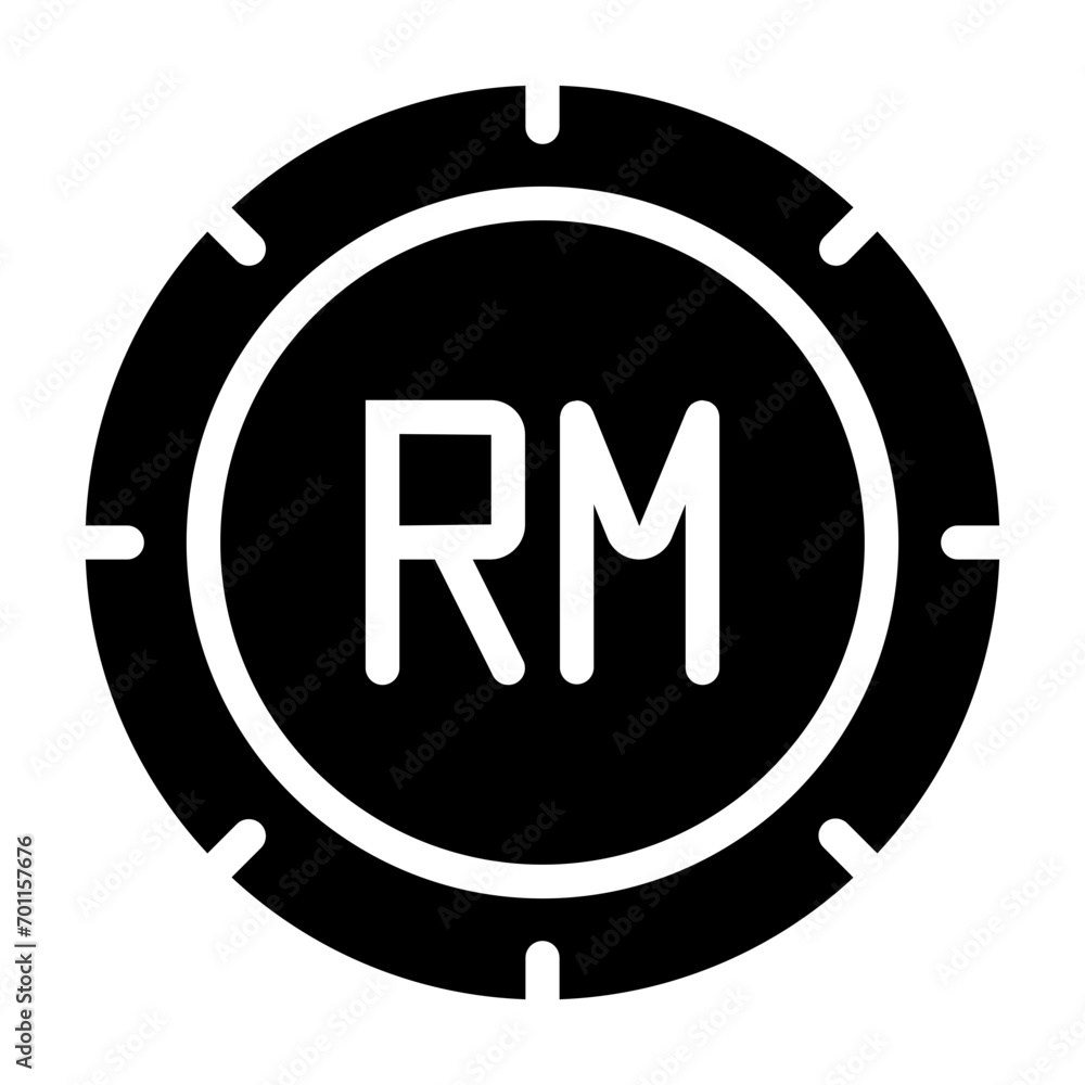 Malaysian Ringgit Solid Icon Design Vector Malaysian Ringgit Solid Icon Design Vector
