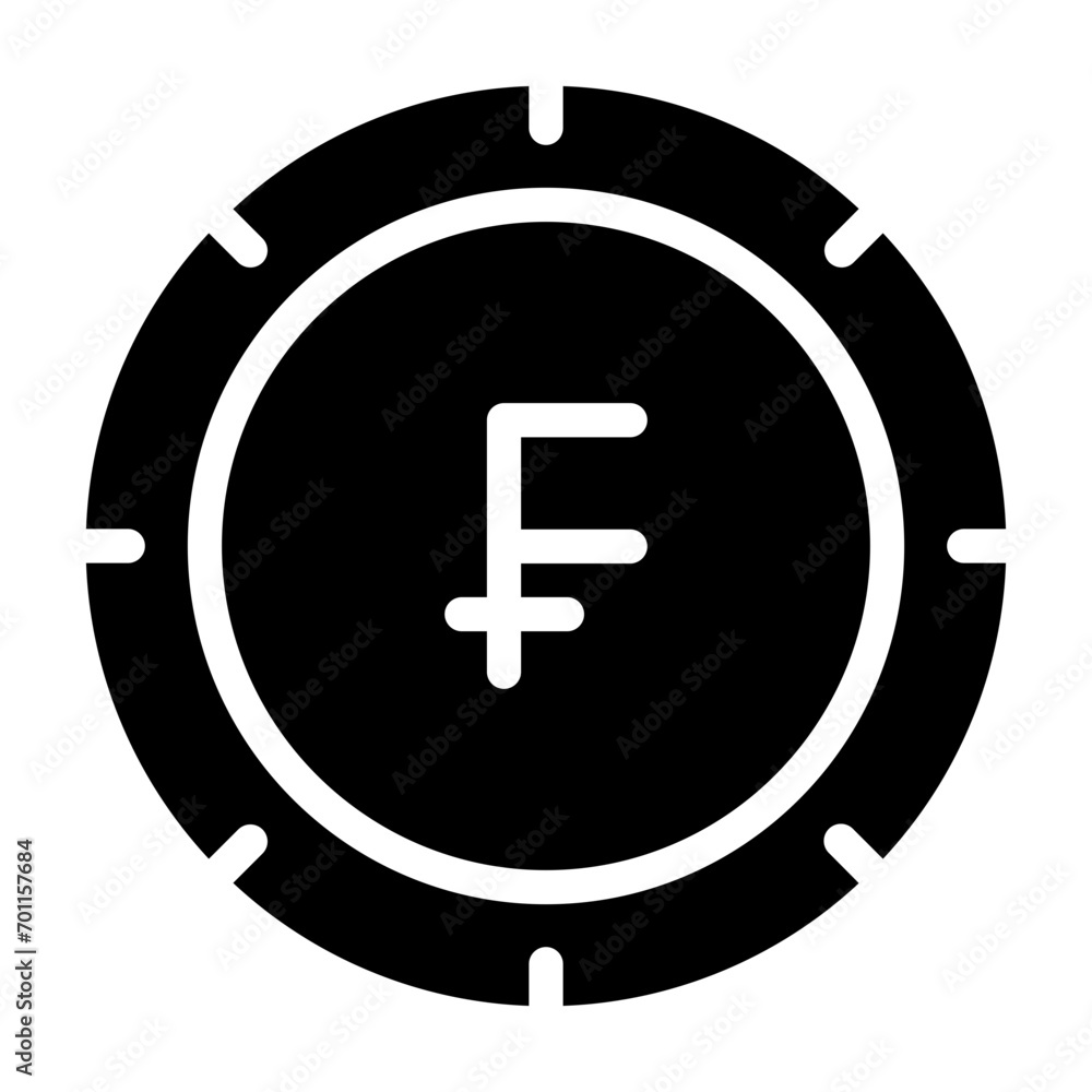 Swiss Franc Solid Icon Design Vector Swiss Franc Solid Icon Design Vector
