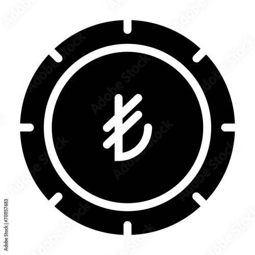 Turkish Lira Solid Icon Design Vector