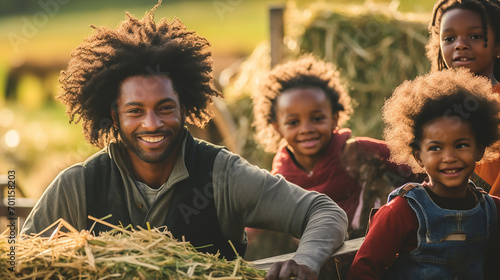 Black family on a hayride photo