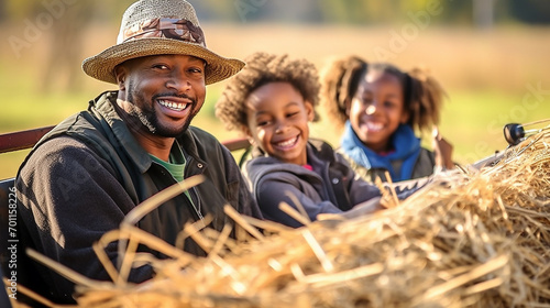 Black family on a hayride