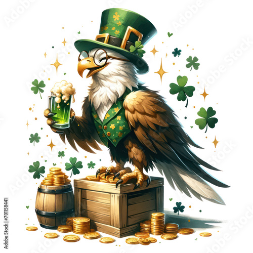 Cute Eagle St Patrick's Day Clipart Illustration