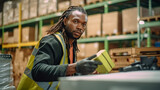 Black man working in a warehouse