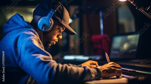 Black artists writing a song photo