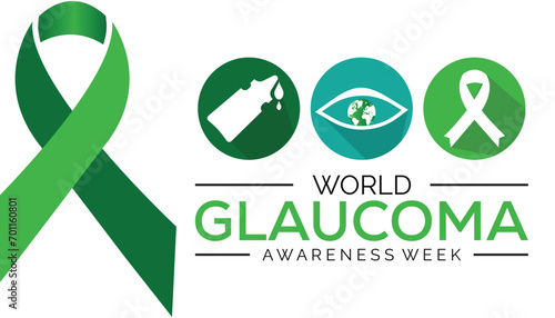 World Glaucoma awareness week is observed every year in March. Holiday, poster, card and background vector illustration design. photo