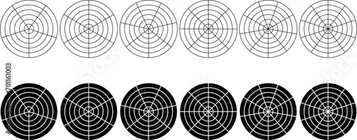 outline silhouette polar grid set