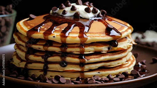 pancakes with chocolate and cream