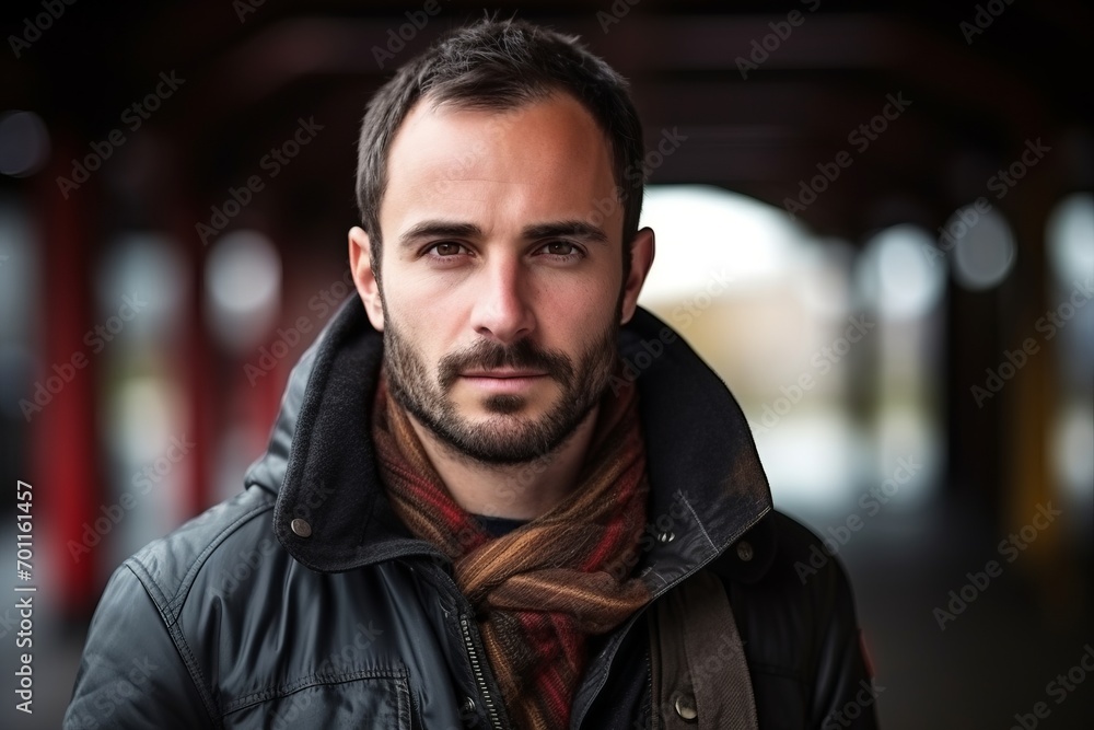 Portrait of a handsome man with beard and mustache in urban background Portrait of a handsome man with beard and mustache in urban background