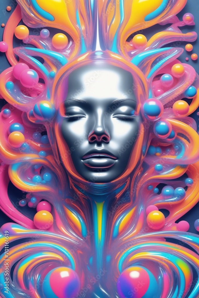 Naklejka premium Trendy and avant-garde acidic design art poster