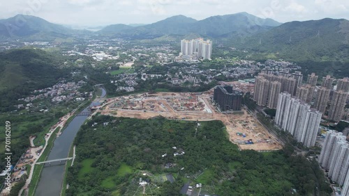 Kwu Tung North Sheung Shui Fanling New Territories Areas near Shenzhen and Hong Kong, Northern Metropolis Development in Lok Ma Chau, Man Kam To and San Tin, A land for future housing, Aerial drone  photo