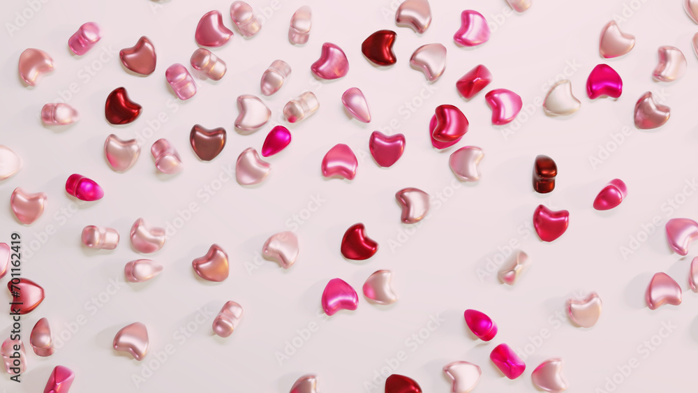 pink hearts background for valentine's day decoration 3D rendering