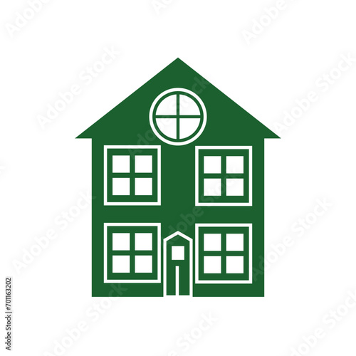 Green house icon on background for graphic and web design. Simple vector sign. Internet concept symbol for website button or mobile app