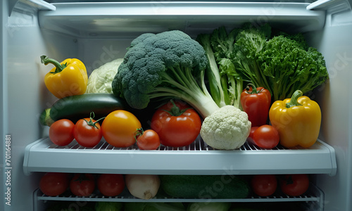 vegetables in a refrigerator.