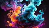 Colorful abstract smoke on black background