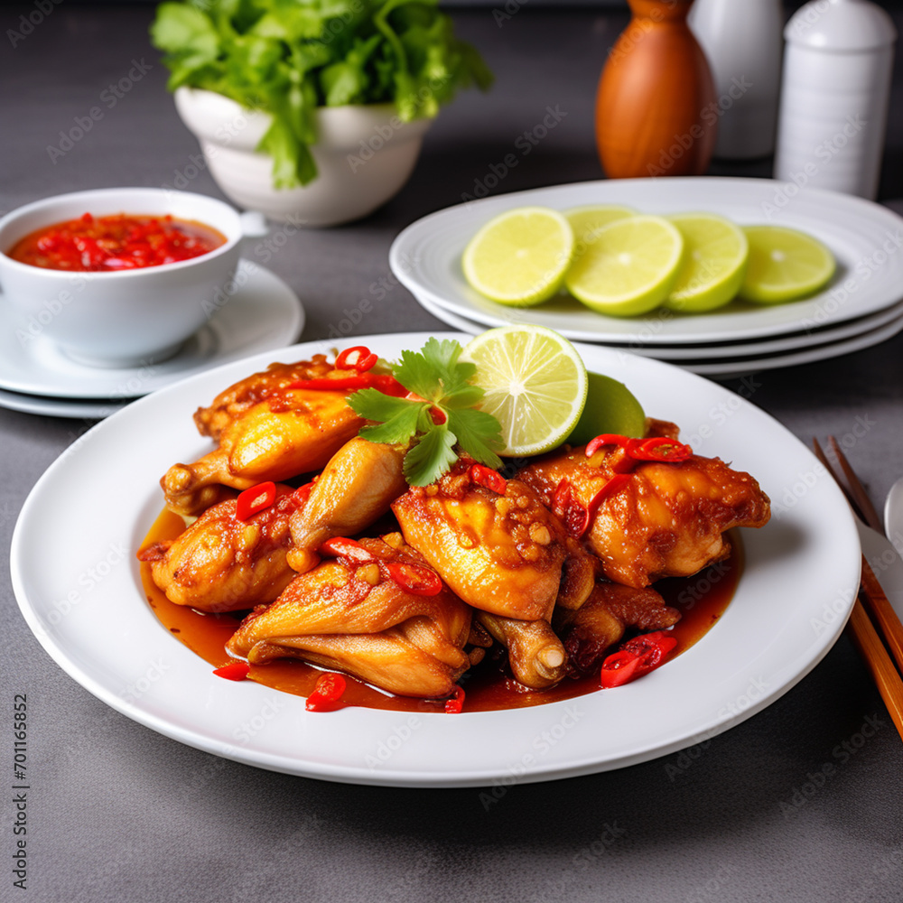 Fresh grilled seafood on a bed of salad generated by AI Fresh grilled seafood on a bed of salad generated by AI