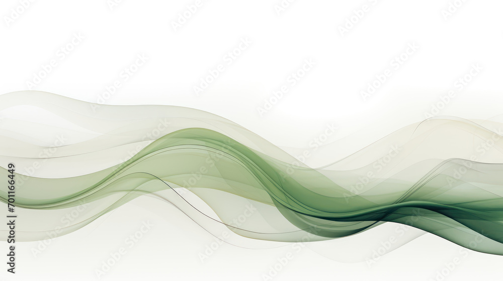 Obraz premium Abstract green sage wave background. Stylized water flow banner - Generative AI