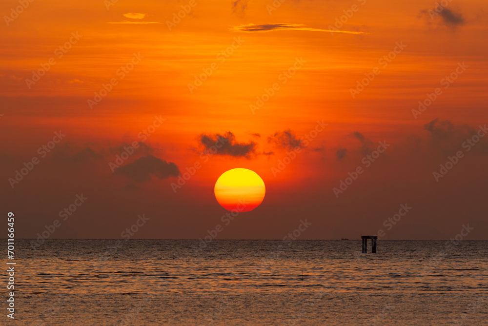 Beautiful sunrise at Saphanhin public beach, Phuket, Thailand. Beautiful sunrise at Saphanhin public beach, Phuket, Thailand.
