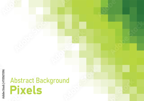 Pixels disintegrate pattern. geometric mosaic background, green color gradient vector illustration template for wallpaper, poster, web banner.