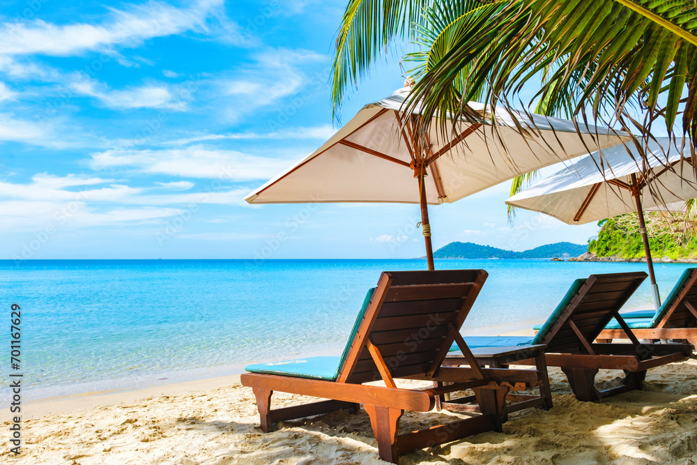 Koh Samet Island Rayong Thailand, white tropical beach of Samed Island with a turqouse colored ocean