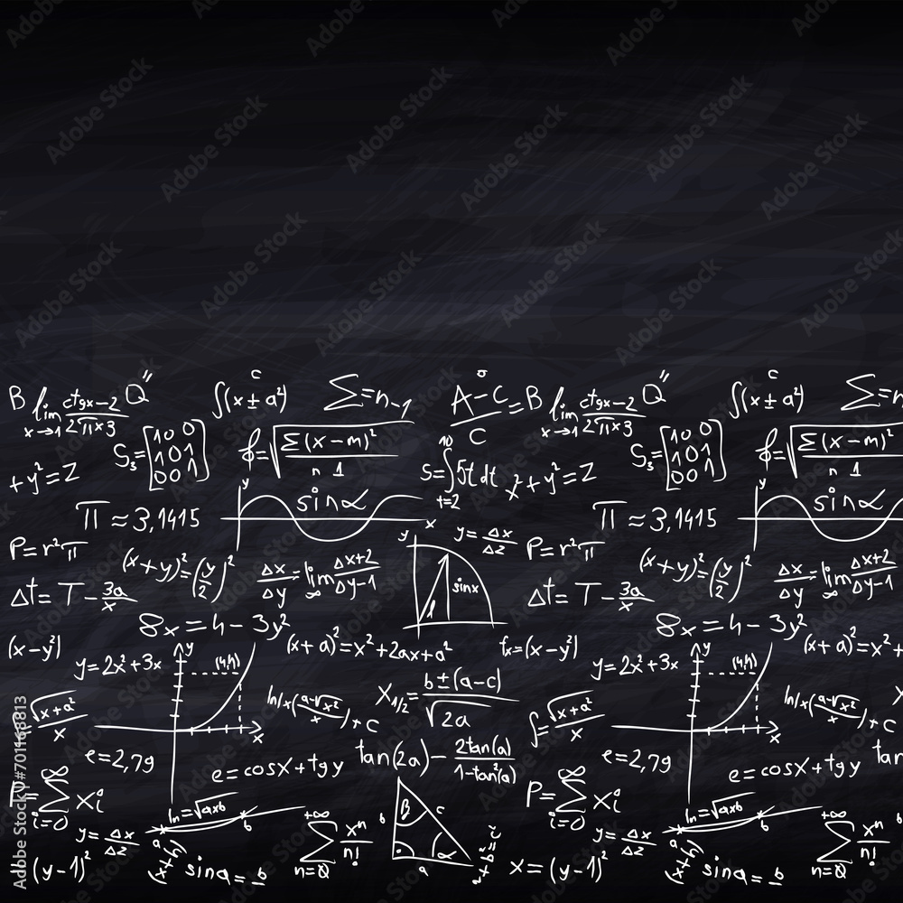 black chalkboard background with math problems and empty space at top black chalkboard background with math problems and empty space at top