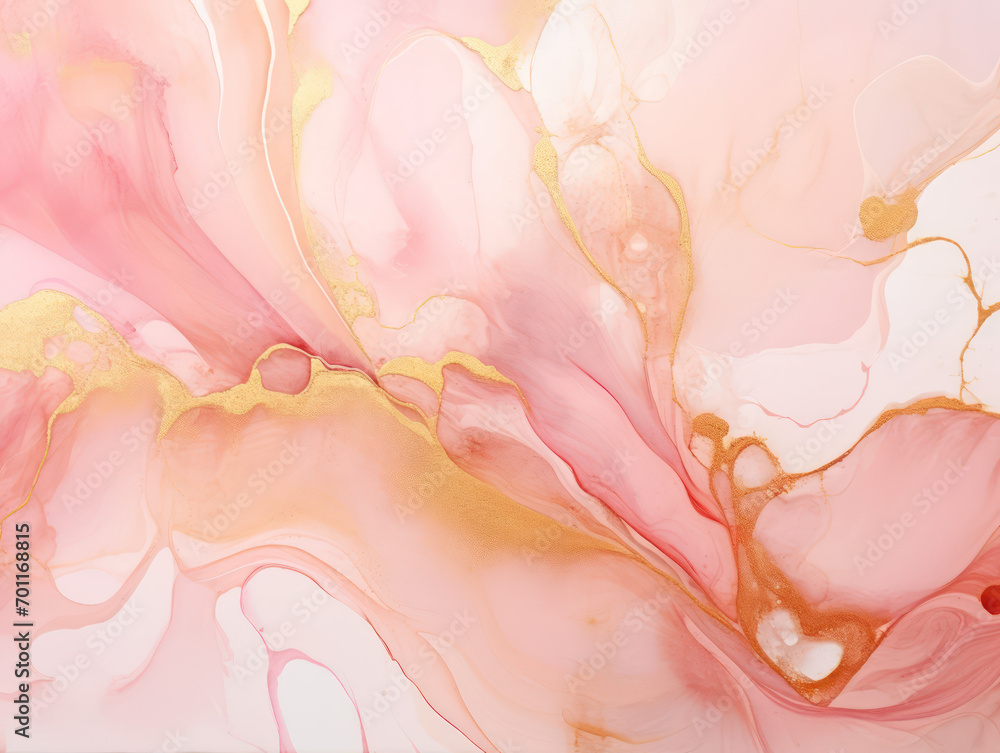 Luxury abstract fluid art painting background alcohol ink technique pink color
