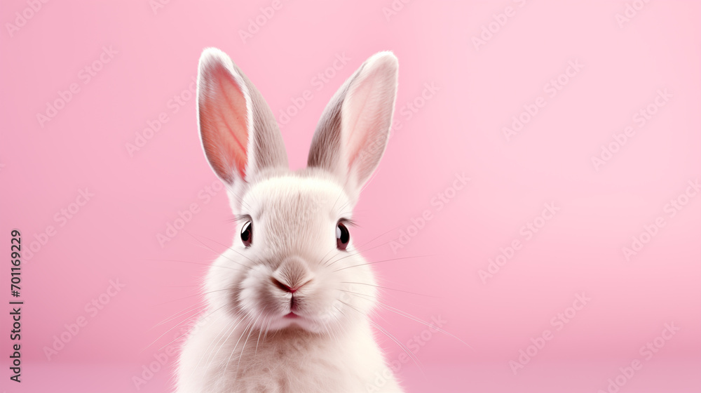Obraz premium Rabbit on pastel pink background