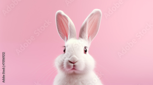 Rabbit on pastel pink background © BB_Stock