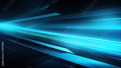 Abstract background with blue glowing neon lines, AI Generative
