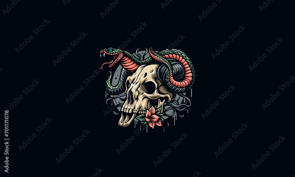 head cow bone and snake vector artwork design head cow bone and snake vector artwork design