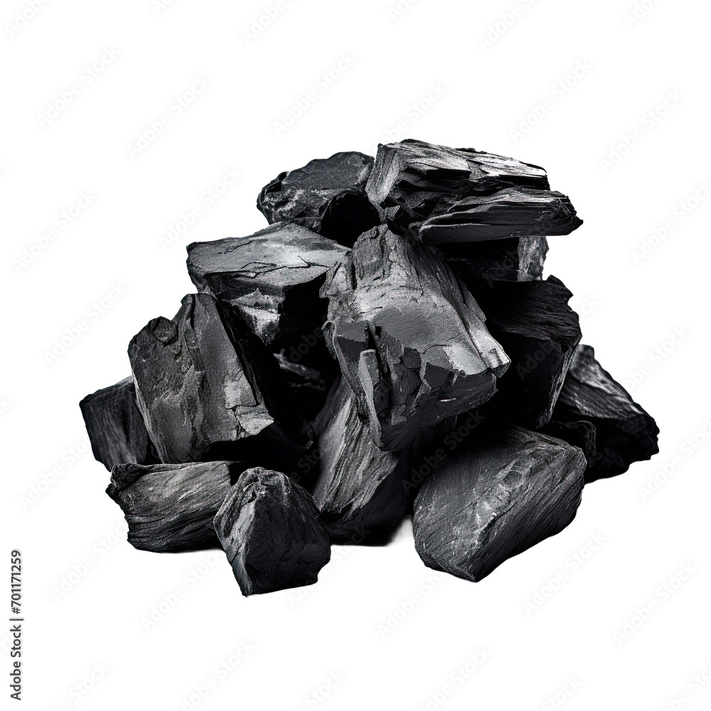 Natural Lump Charcoal isolated on white background