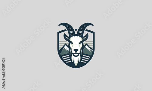 head goat on mountain vector illustration logo design