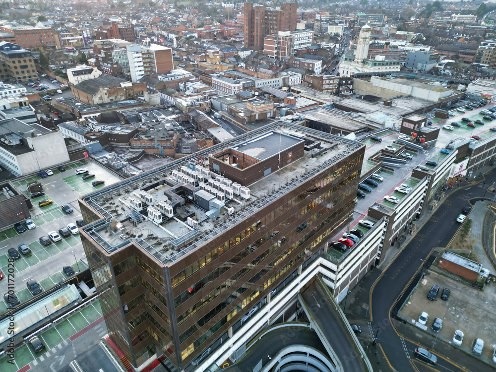 Beautiful High angle View of Central Luton City of England UK. December 1st, 2023 Beautiful High angle View of Central Luton City of England UK. December 1st, 2023