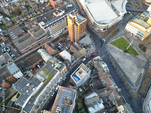 Beautiful High angle View of Central Luton City of England UK. December 1st, 2023
