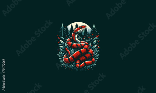 red snake on forest vector illustration artwork design