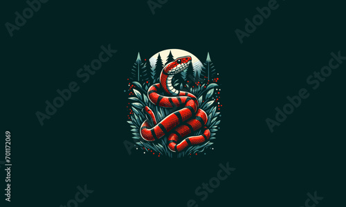 red snake on forest vector illustration artwork design photo